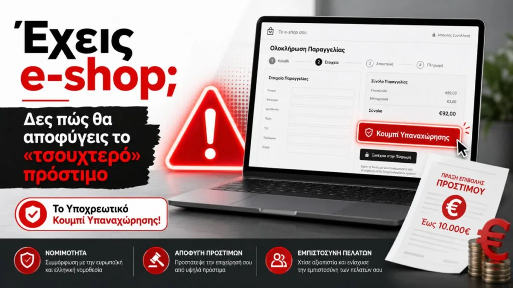 Έχεις e-shop; Δες πώς θα αποφύγεις το πρόστιμο για το Κουμπί Υπαναχώρησης